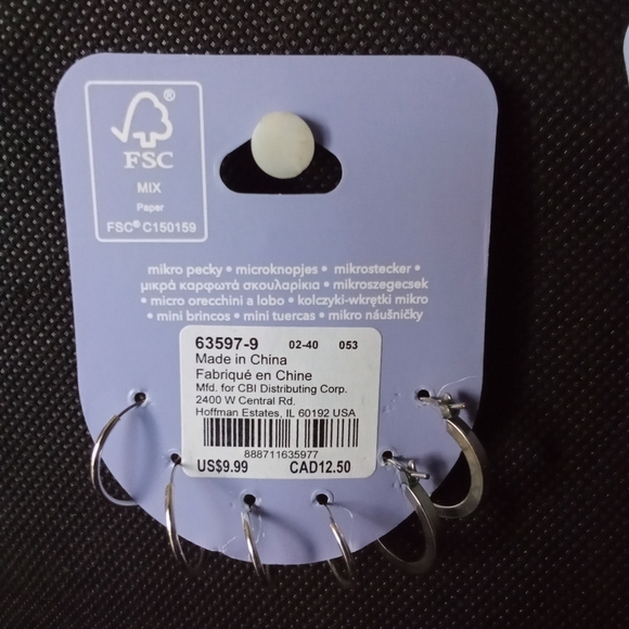 Claire's Stackables Silver & Gold Tone Earrings Micro Studs Sensitive Solutions - Picture 7 of 7